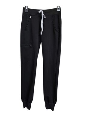 FIGS Women's Black Zamora High-Waisted Jogger Scrub Pants Size XXS